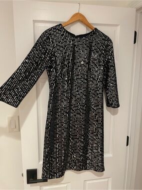 julia jordan Black Long-Sleeve Sequin Stripe Dress